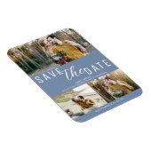 Magnet Flexible Dusty Blue Enregistrer la date Mariage 3 photos (Côté Droit)