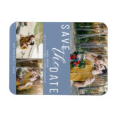 Magnet Flexible Dusty Blue Enregistrer la date Mariage 3 photos (Horizontal)
