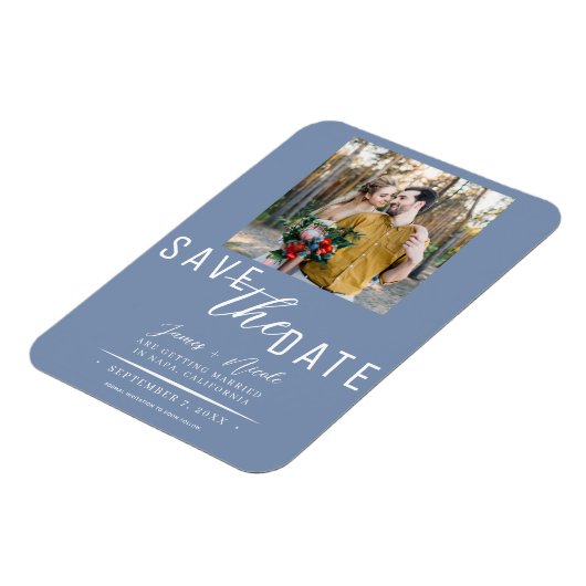 Magnet Flexible Dusty Blue Enregistrer la date Mariage photo (Côté Gauche)