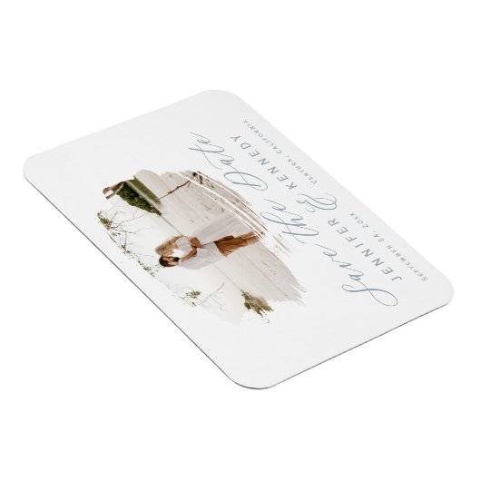 Magnet Flexible Dusty Blue Romantic Brossé Cadre Enregistrer La Da (Côté Droit)