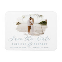 Dusty Blue Romantic Brossé Cadre Enregistrer La Da