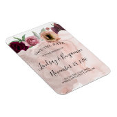 Magnet Flexible Dusty Rose et Floral Bourgogne Enregistrer la date (Côté Droit)