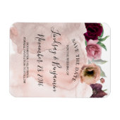 Magnet Flexible Dusty Rose et Floral Bourgogne Enregistrer la date (Horizontal)