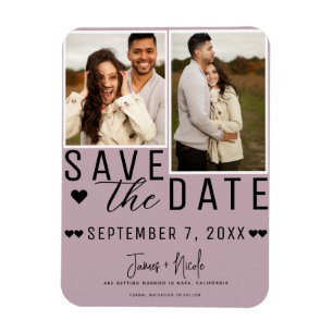 Magnet Flexible Dusty Rose Pink Enregistrer la date 2 Photo Mariag