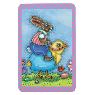 MAGNET FLEXIBLE EASTER BUNNY ÉQUITATION CUTE POULET EN OEUF BLEU,