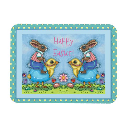 MAGNET FLEXIBLE EASTER BUNNY ÉQUITATION CUTE POULET EN OEUF BLEU,  (Horizontal)
