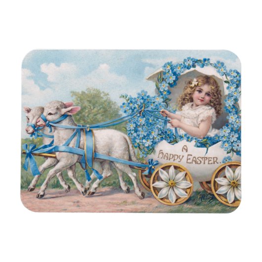 Magnet Flexible Easter egg carriage ride with lambs (Horizontal)