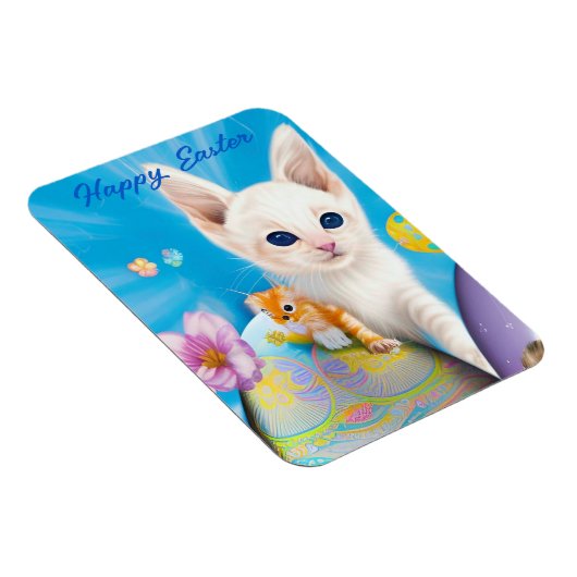 Magnet Flexible Easter Kitten Flowers and Eggs  (Côté Droit)