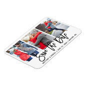 Magnet Flexible Écriture moderne pinceau 3 Photo Save The Date Wht (Côté Gauche)