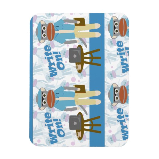 Magnet Flexible Écrivez ! Écrivain Sock Monkey Auteur Fun (Vertical)