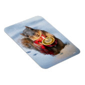 Magnet Flexible Écureuil de neige tenant la bougie (Côté Droit)