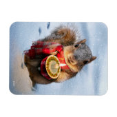 Magnet Flexible Écureuil de neige tenant la bougie (Horizontal)