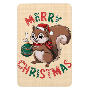 Magnet Flexible Ecureuil de Noël - Merry Christmas