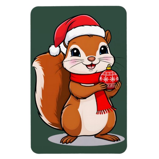 Magnet Flexible Écureuil de Noël Mignon (Vertical)
