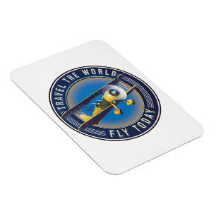 Magnet Flexible Écusson de voyage Travel the World Fly Today