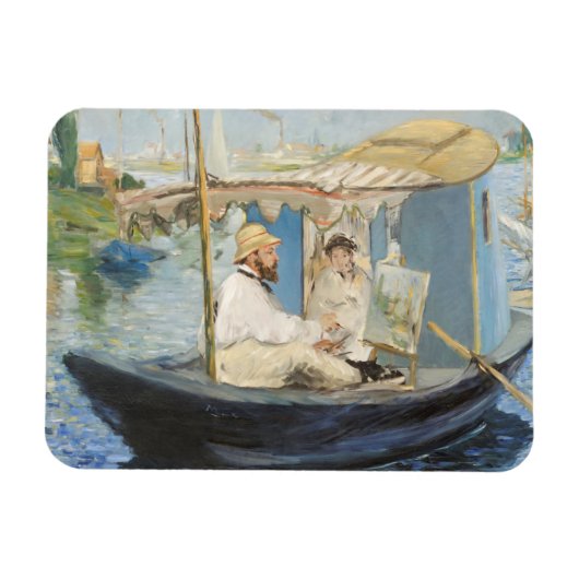 Magnet Flexible Edouard Manet - Monet Peinture sur son Studio Boat (Horizontal)