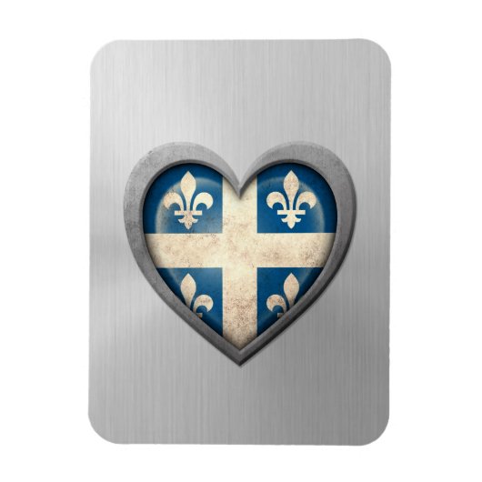 Magnet Flexible Effet acier inoxydable du drapeau cardiaque québéc (Vertical)