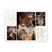 Magnet Flexible Effet doré moderne 3 Mariage personnalisé (Horizontal)