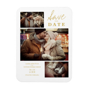 Magnet Flexible Effet doré moderne 3 Mariage personnalisé