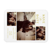 Magnet Flexible Effet doré Moderne 3 Photos personnalisées Mariage (Horizontal)