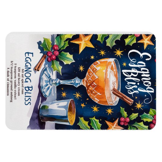 Magnet Flexible Eggnog Bliss Holiday Cocktail Recette (Horizontal)