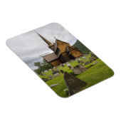 Magnet Flexible Eglise Stave avec cimetière en Norvège (Côté Droit)