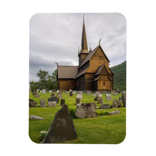 Magnet Flexible Eglise Stave avec cimetière en Norvège (Vertical)