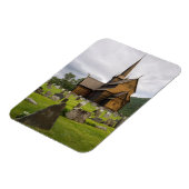 Magnet Flexible Eglise Stave avec cimetière en Norvège (Côté Gauche)