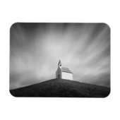 Magnet Flexible Eglise sur une colline en noir et blanc (Horizontal)