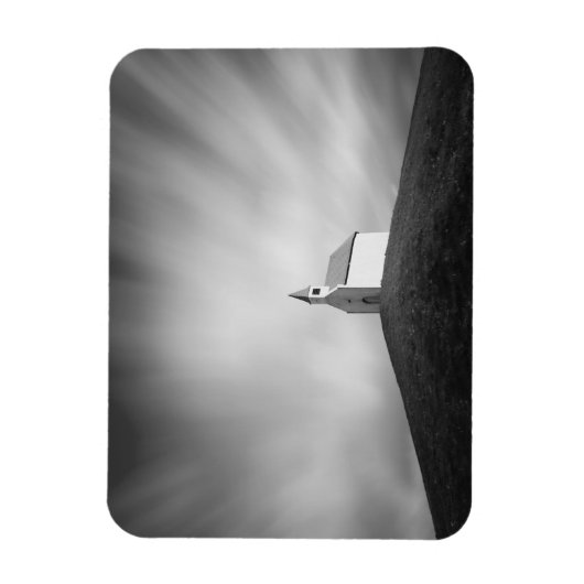 Magnet Flexible Eglise sur une colline en noir et blanc (Vertical)