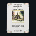 Magnet Flexible Église traditionnelle Mariage d'aquarelle Invitati<br><div class="desc">Cette aquarelle de l'église traditionnelle à la décoration florale attirera certainement l'oeil,  avec un tableau comestible au centre mais avec une aquarelle d'une église. Modifiez vos noms,  et la date et vous êtes bon d'y aller! Toutefois,  si vous le souhaitez,  vous pouvez également modifier le texte !</div>