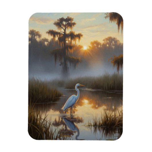 Magnet Flexible Egrets in Everglades National Park Morning (Vertical)