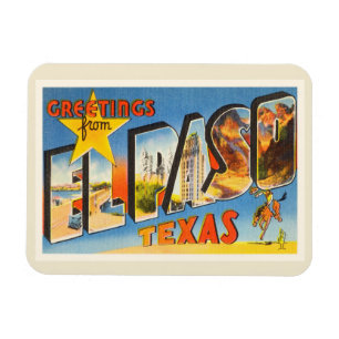 Magnet Flexible El Paso Texas TX Vieux souvenir Vintage voyage