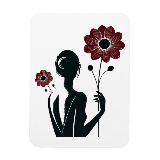 Magnet Flexible Élégance Ethérée - Femme & Fleurs (Vertical)