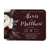 Magnet Flexible Elégance Rustique Bourgogne Floral Mariage (Horizontal)