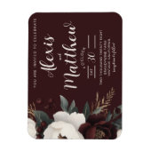 Magnet Flexible Elégance Rustique Bourgogne Floral Mariage (Vertical)