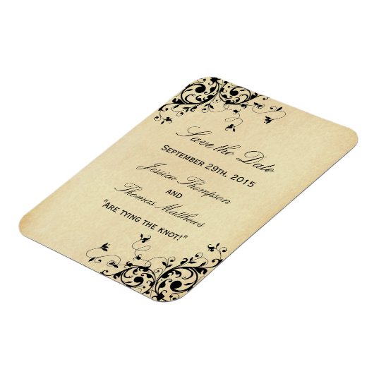 Magnet Flexible Élégant Antique Frottes Mariage Enregistrer La Dat (Côté Gauche)