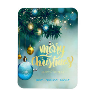 Magnet Flexible Élégant arbre de Noël, balles, étoiles vacances