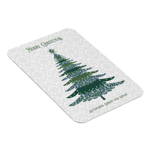 Magnet Flexible Elégant arbre de Noël Vert Blanc Personnalisé (Côté Droit)