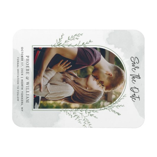 Magnet Flexible Élégant Arc Photo Script Mariage Enregistrer la da (Horizontal)
