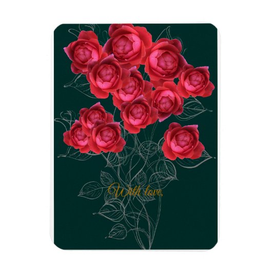 Magnet Flexible Elegant Botanical Rose Folded Greeting Card (Vertical)