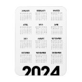 Magnet Flexible Élégant Calendrier 2024 Moderne noir et blanc (Vertical)
