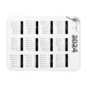 Magnet Flexible Élégant Calendrier 2024 Moderne noir et blanc (Horizontal)