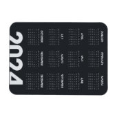 Magnet Flexible Élégant Calendrier 2024 Moderne noir et blanc (Horizontal)