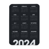 Magnet Flexible Élégant Calendrier 2024 Moderne noir et blanc (Vertical)
