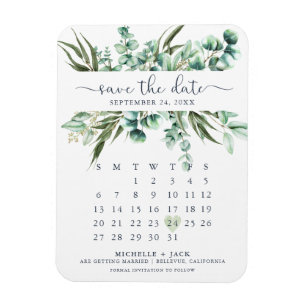 Magnet Flexible Élégant Calendrier Eucalyptus Enregistrer L'Aimant