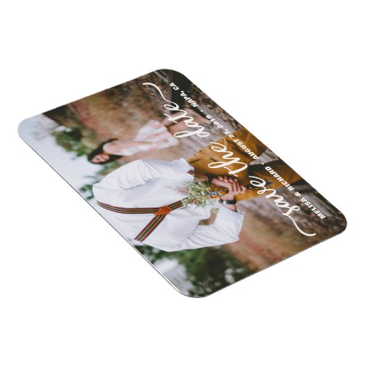 Magnet Flexible Élégant Calligraphie Couple Photo Save The Date (Côté Droit)