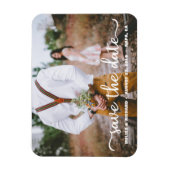 Magnet Flexible Élégant Calligraphie Couple Photo Save The Date (Vertical)