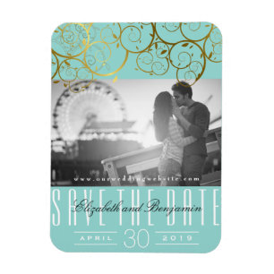 Magnet Flexible Élégant Chic Spirales Dorées Enregistrer La Date P