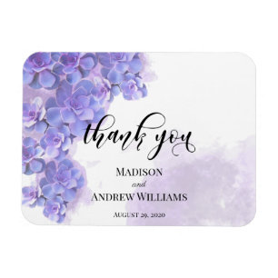 Magnet Flexible Elégant couleur violet Aquarelle Succulents Merci